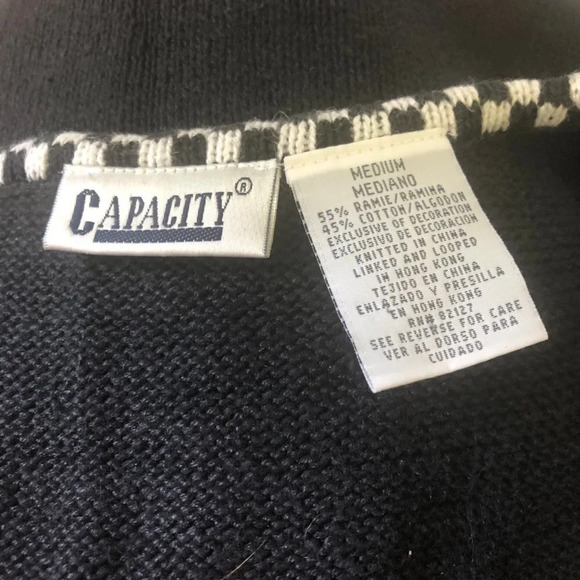 Vintage CAPACITY Sz M Women's Black Spring/Summer Theme Bees Zip Up Sweater Vest - Picture 2 of 6